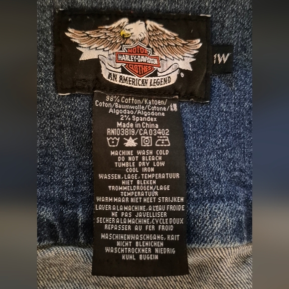 Harley-Davidson Women's 1W (18-20) Blue Embroidered Denim Vest Angel Wings - Picture 5 of 8